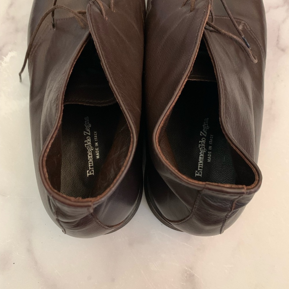 Ermenegildo Zegna Brown Leather Ankle Lace-Up Boot - Picture 3 of 14